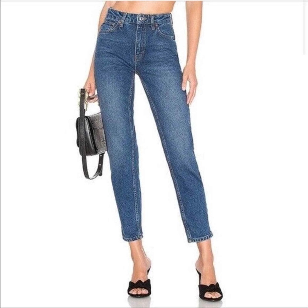 Free People We The Free High Rise Mom Jeans Blue